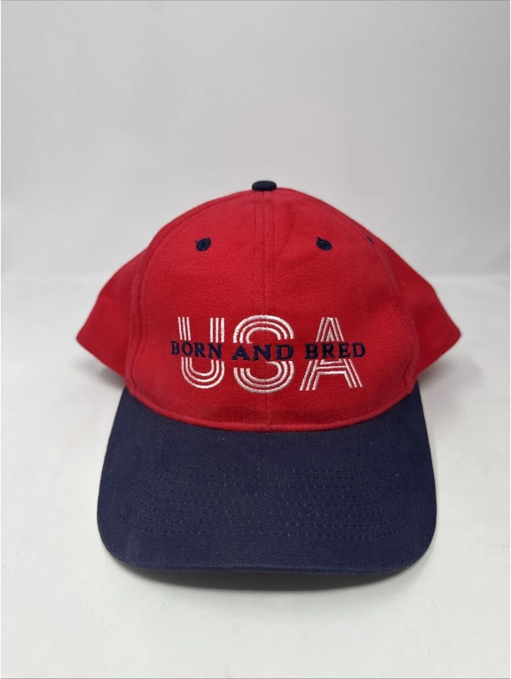 USA Born And Bred Red And Blue Hat Cap Adjustable